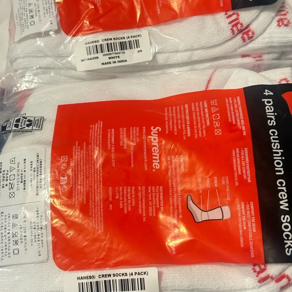 Supreme x Hanes socks (4pair)